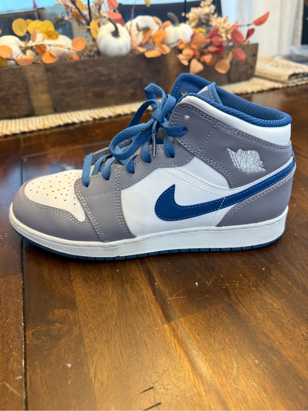 Nike Kids Mid-Top Sneakers - White, Gray & Blue